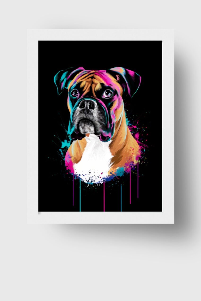 Digitale Kunst Poster Boxer Hund bunt farbig