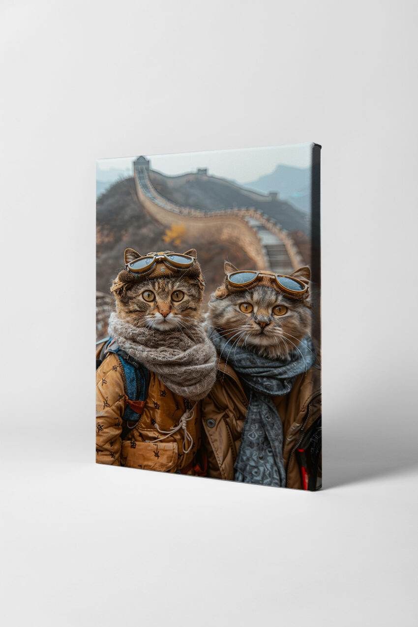 Fotografie Poster Katzen Reisende Brillen braun