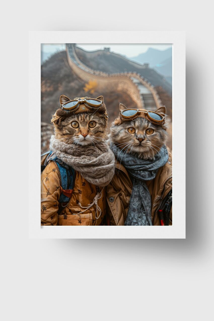 Fotografie Poster Katzen Reisende Brillen braun