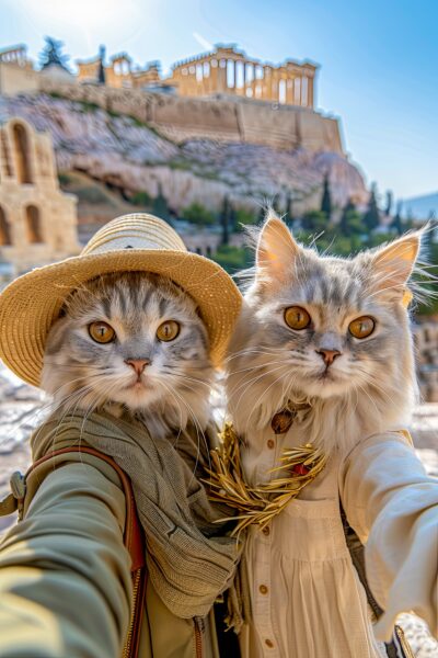 Katzen Athen Gerahmt