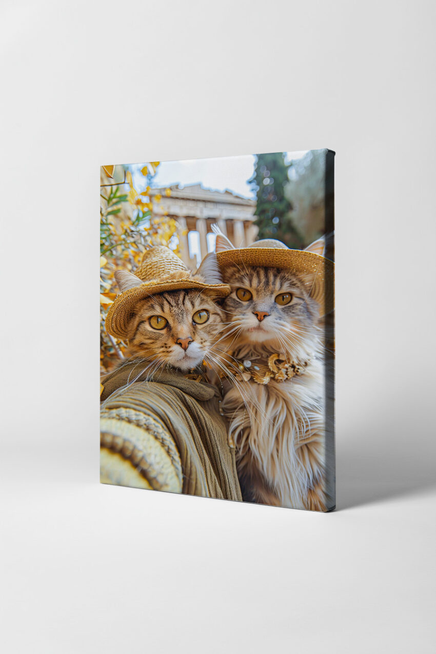 Fotografie Poster Katzen Strohhüte Nahaufnahme getigert braun