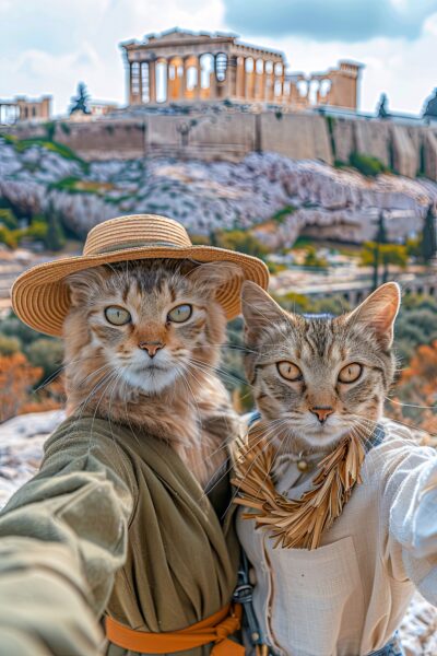 Katzen Akropolis Leinwandbild