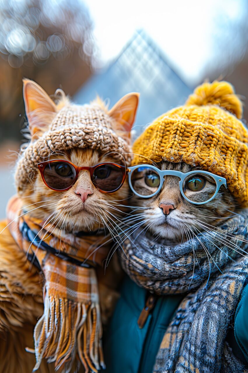 Fotografie Poster Katzen zwei Brillen bunt