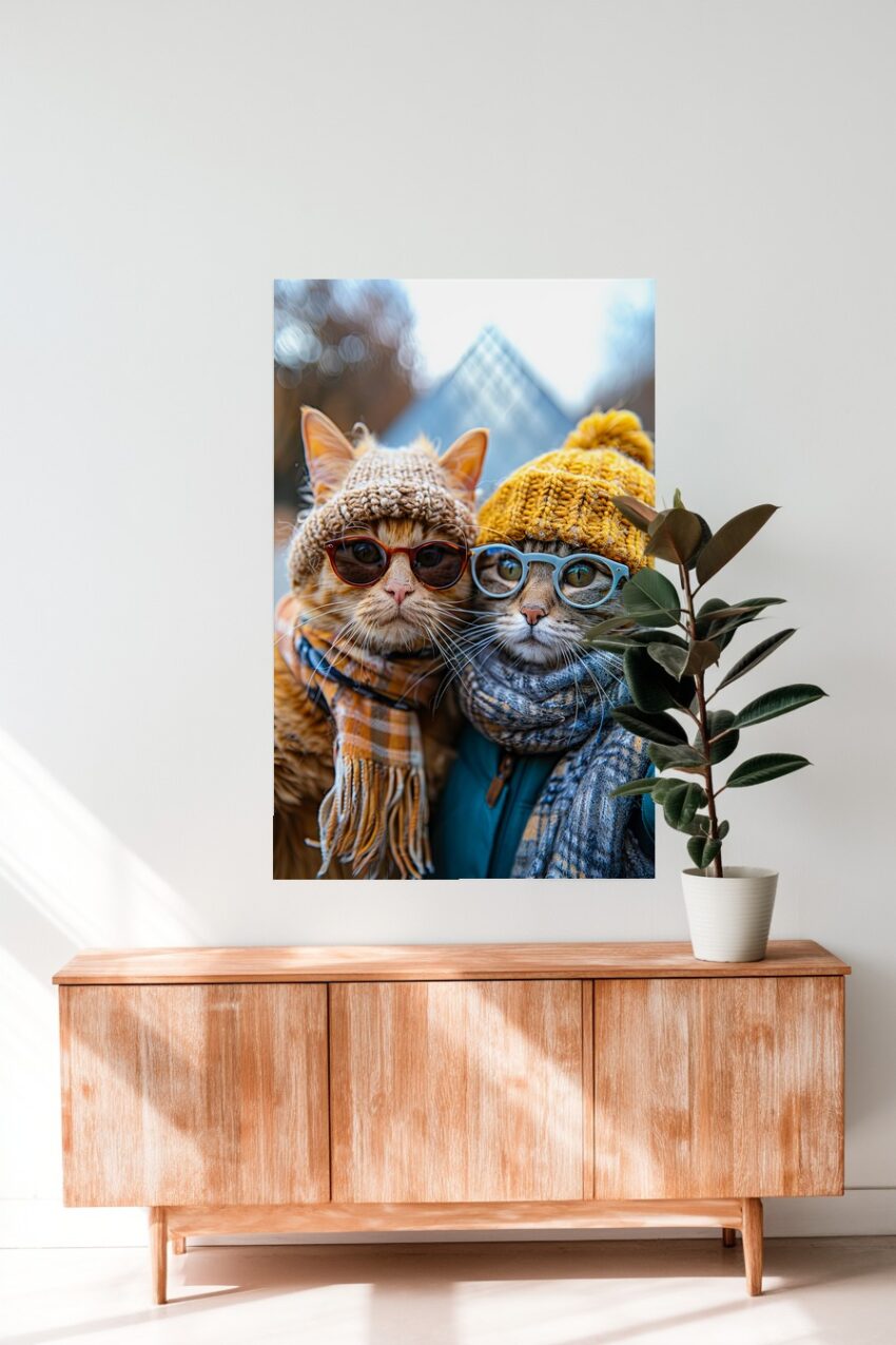 Fotografie Poster Katzen zwei Brillen bunt
