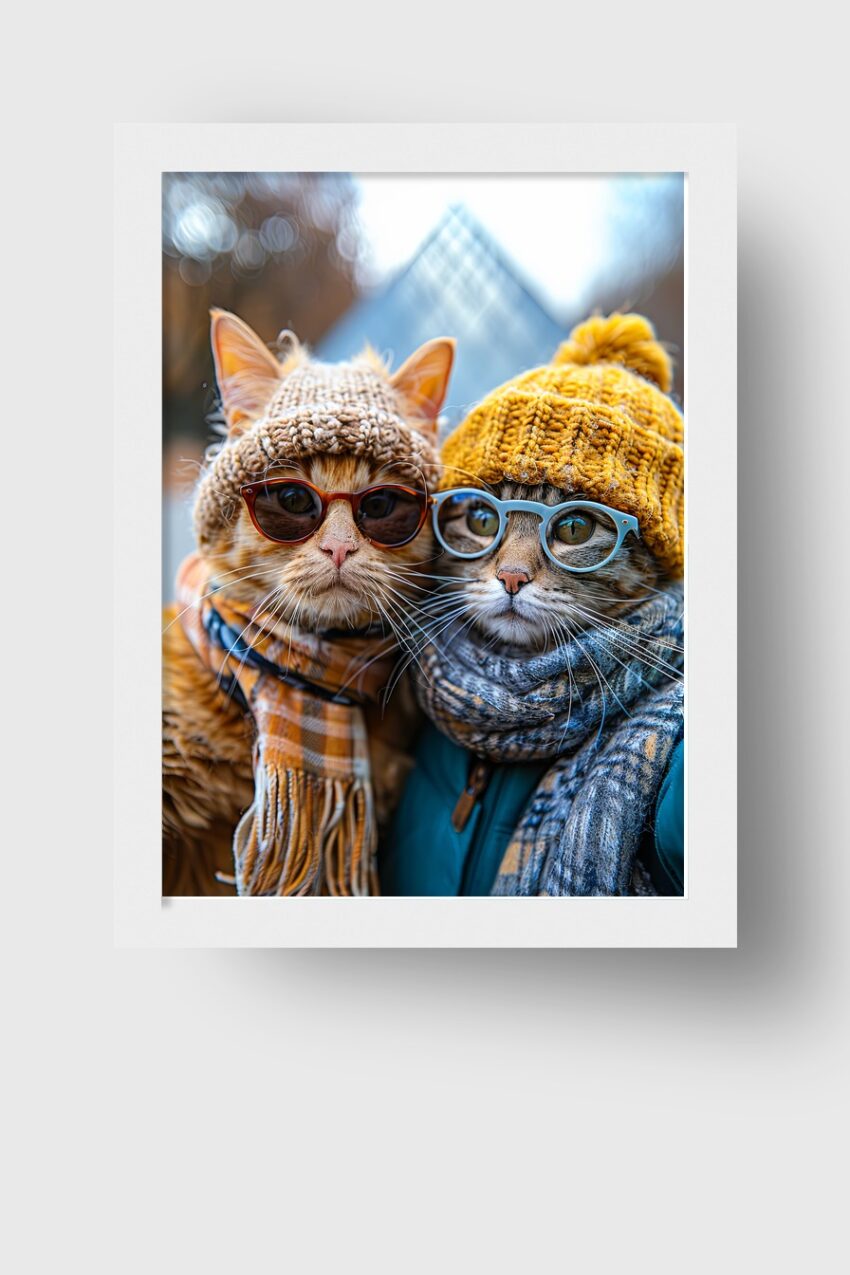 Fotografie Poster Katzen zwei Brillen bunt