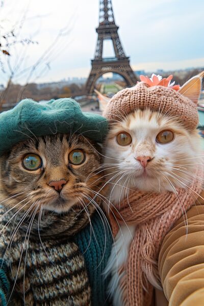 Katzen Paris Gerahmt