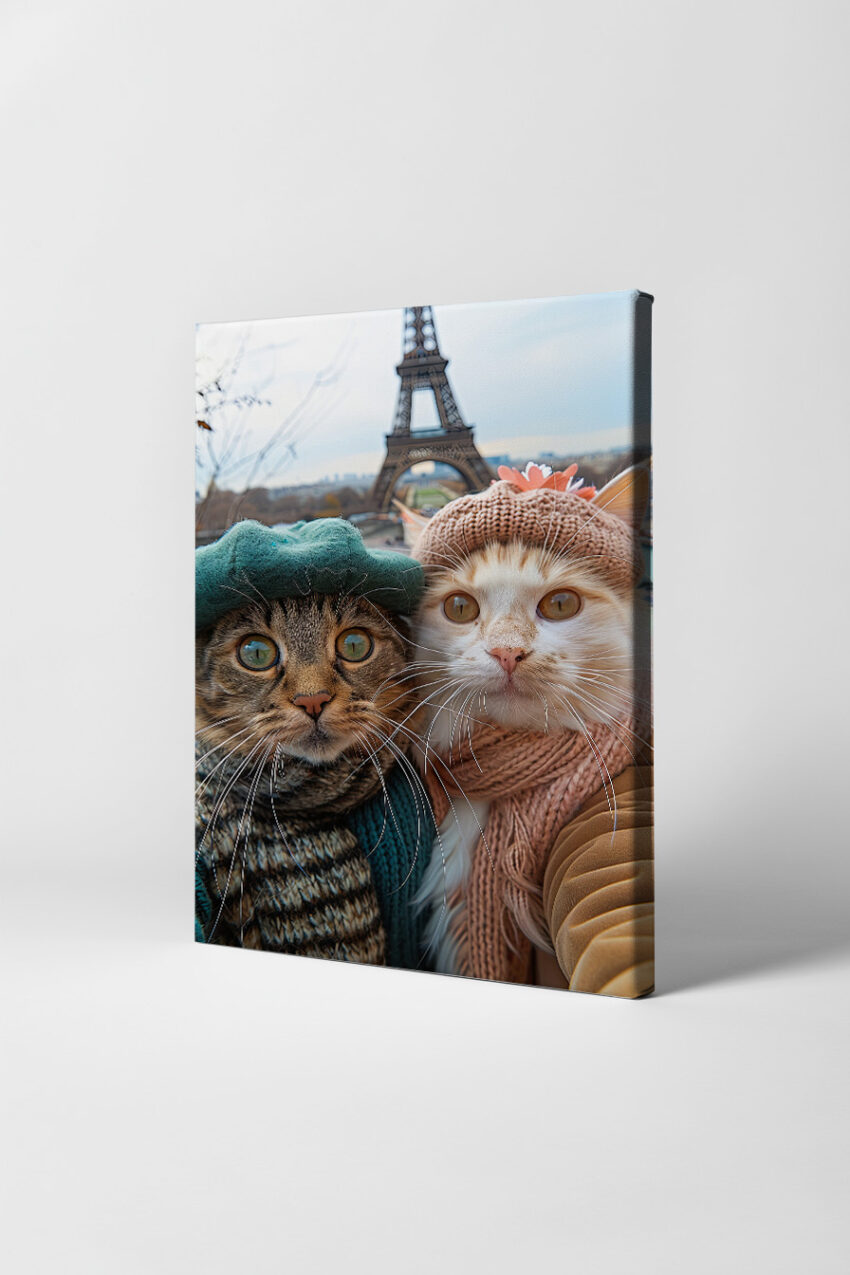 Fotografie Poster Katzen Paris Mütze Schal