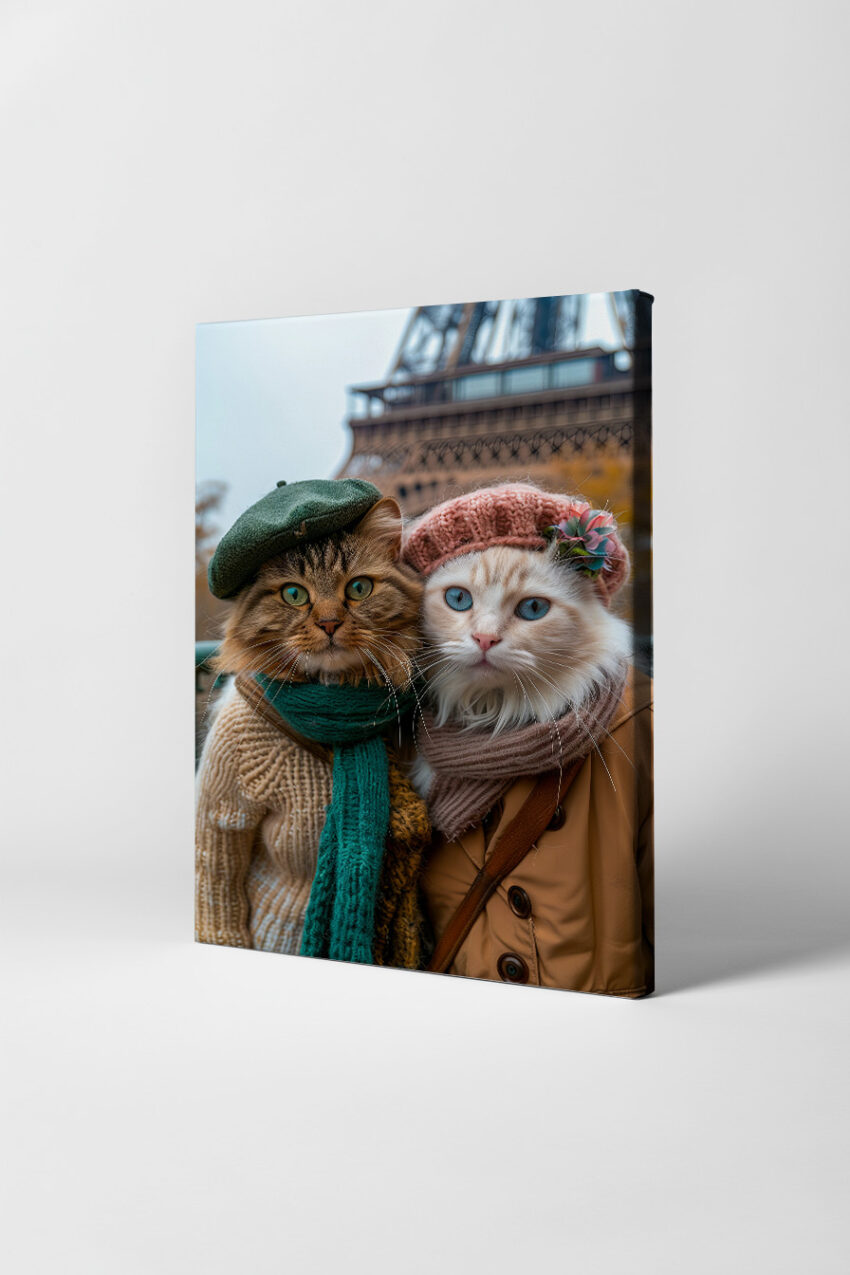 Fotografie Poster Katzen zwei Mützen herbstlich