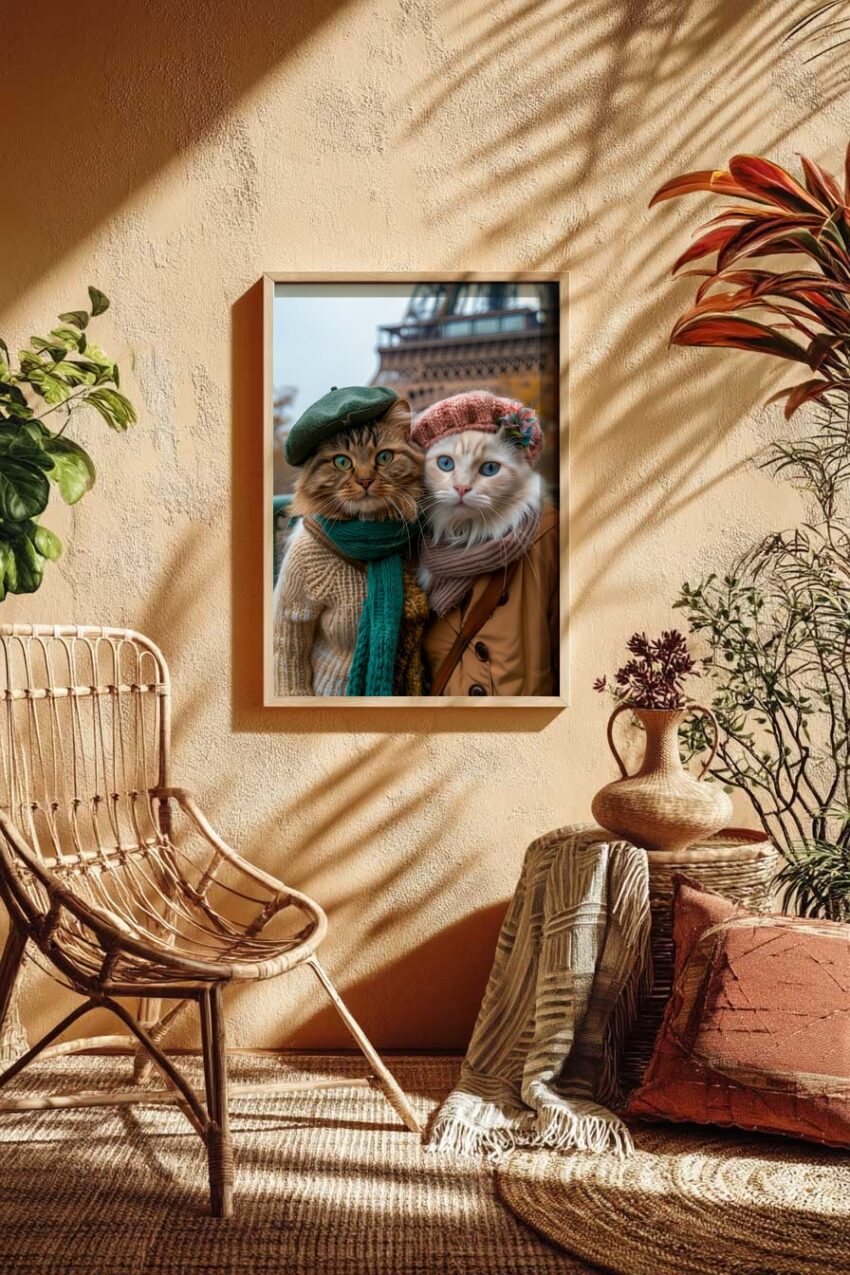 Fotografie Poster Katzen zwei Mützen herbstlich