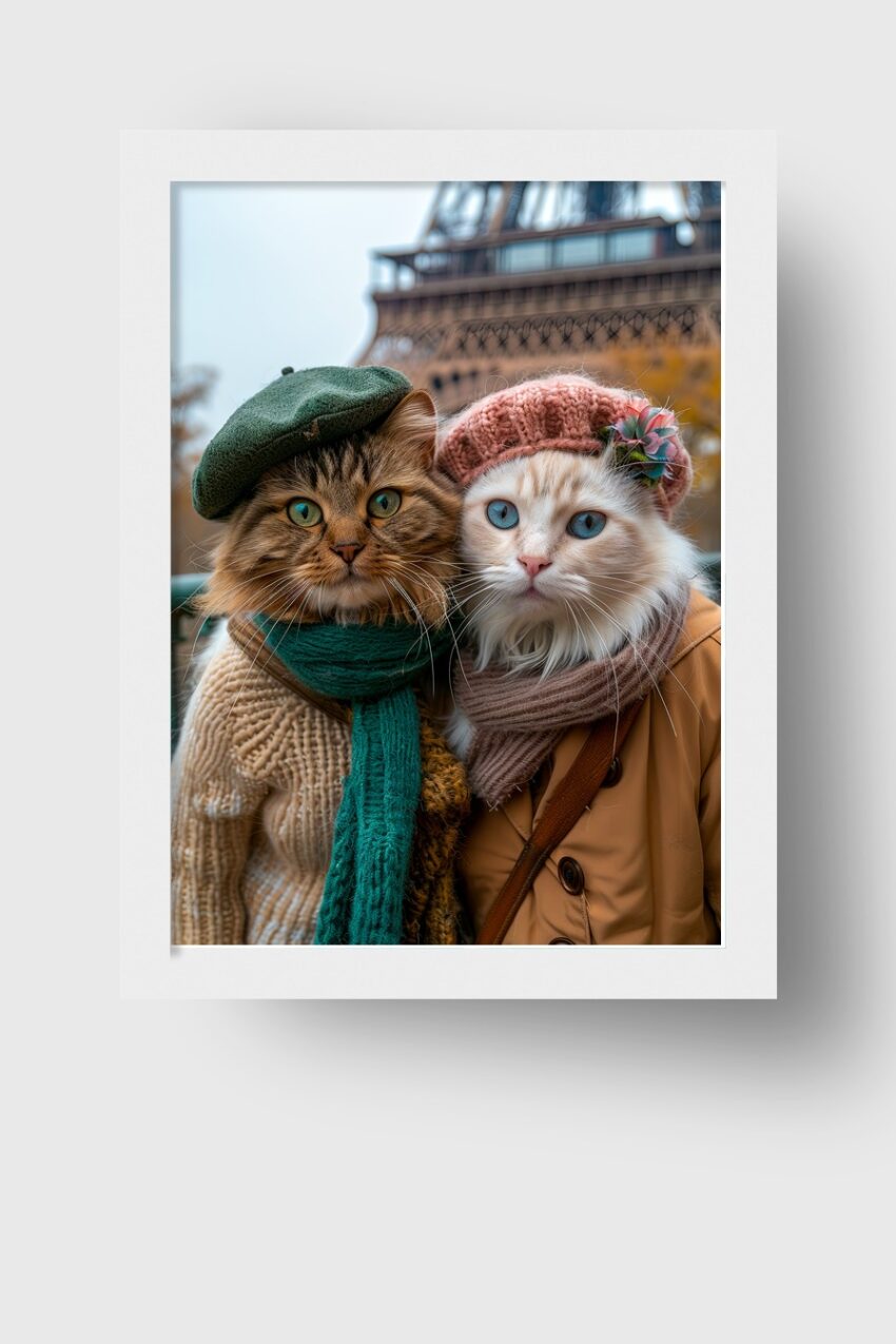 Fotografie Poster Katzen zwei Mützen herbstlich