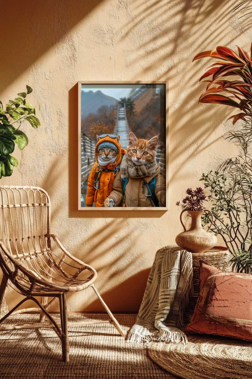 Fotografie Poster Katzen Große Mauer herbstlich outdoor