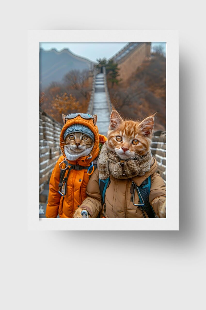 Fotografie Poster Katzen Große Mauer herbstlich outdoor