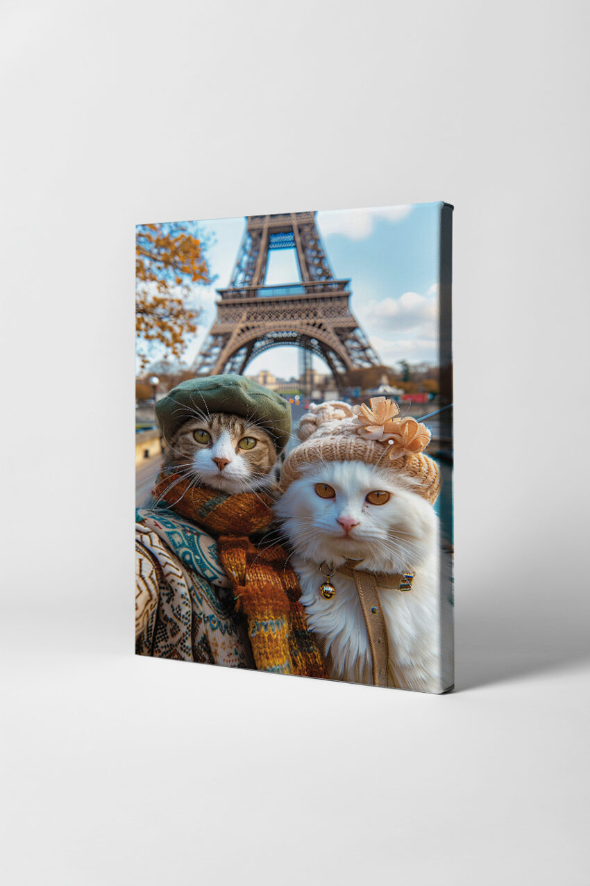 Fotografie Poster Katzen Eiffelturm Herbstmode