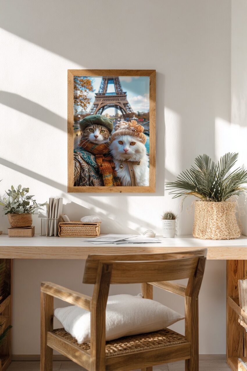 Fotografie Poster Katzen Eiffelturm Herbstmode