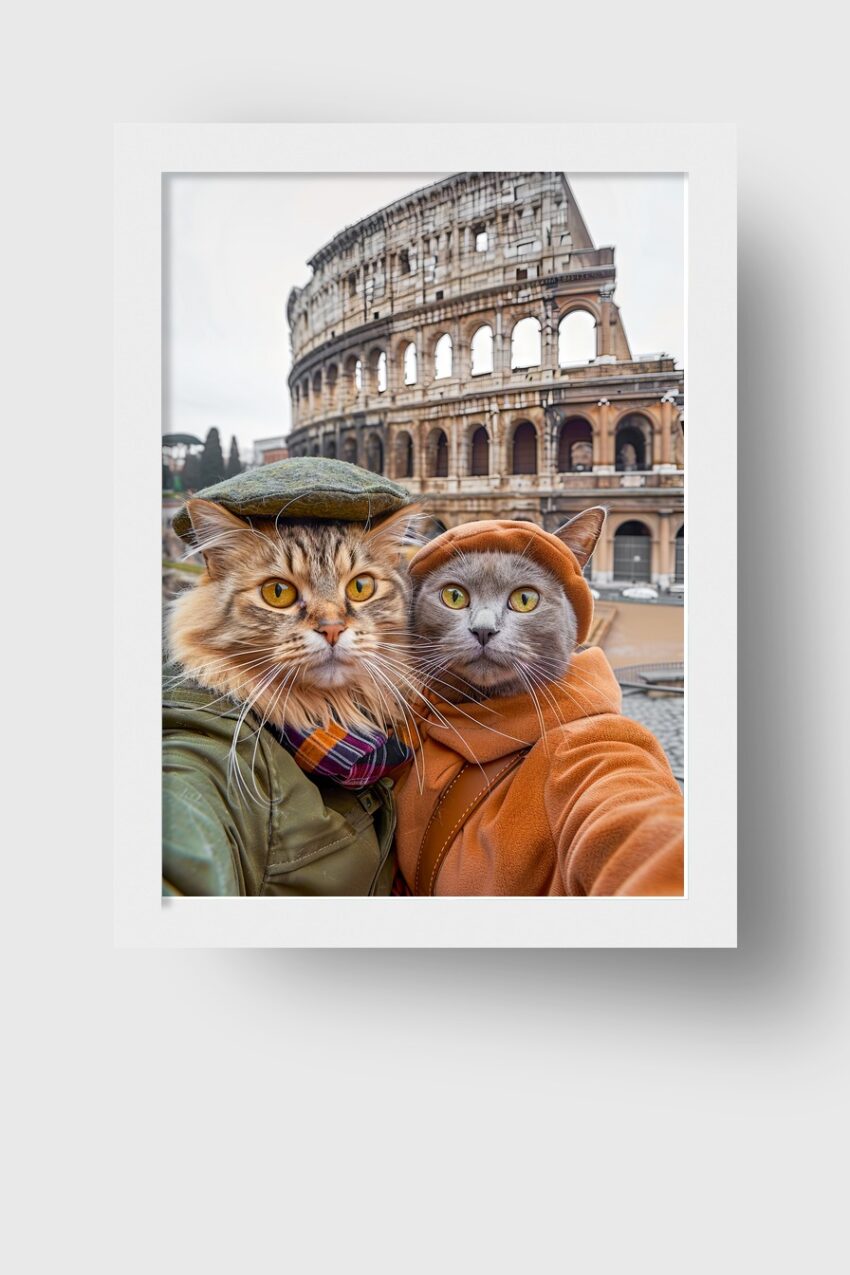 Fotografie Poster Katzen Rom Kolosseum klassische Kleidung