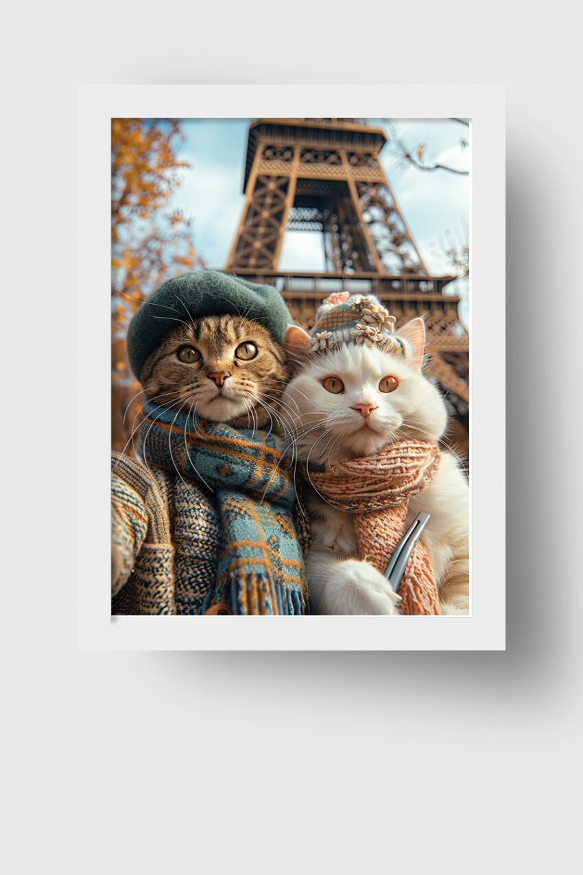 Fotografie Poster Katzen Eiffelturm herbstlich Paris