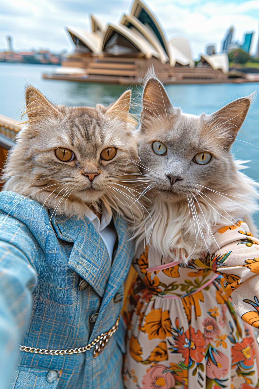 Fotografie Poster Katzen Sydney Doppelportrait Kleidung
