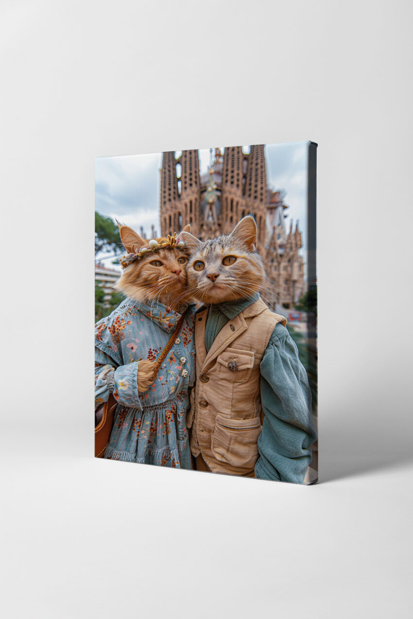 Fotografie Poster Katzen zwei elegant Kleidung