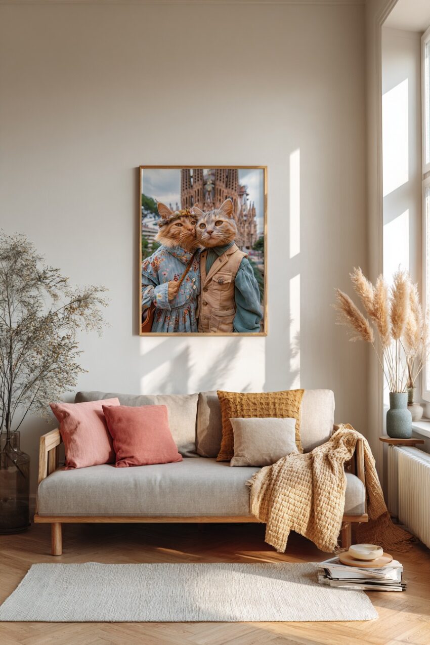 Fotografie Poster Katzen zwei elegant Kleidung