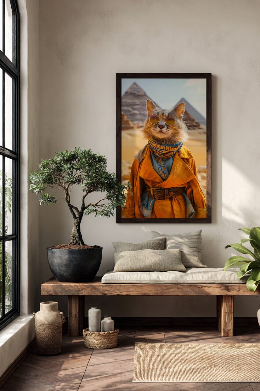 Fotografie Poster Katze Sonnenbrille ägyptisch orange