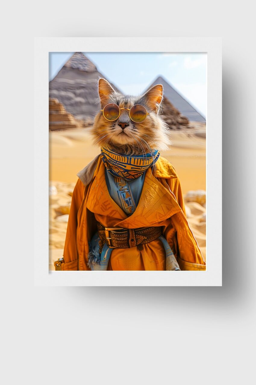 Fotografie Poster Katze Sonnenbrille ägyptisch orange