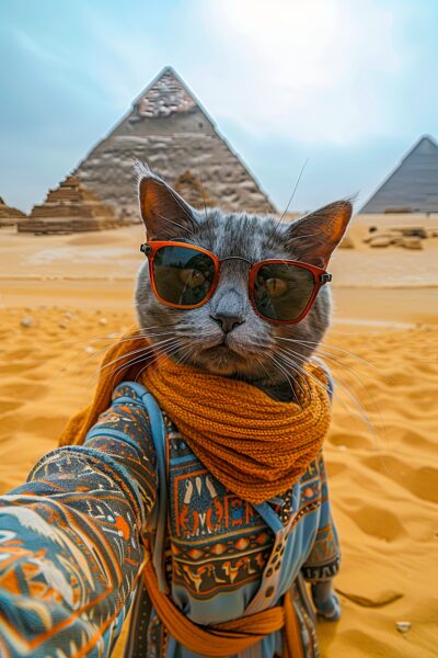 Katze Pyramiden Selfie Poster
