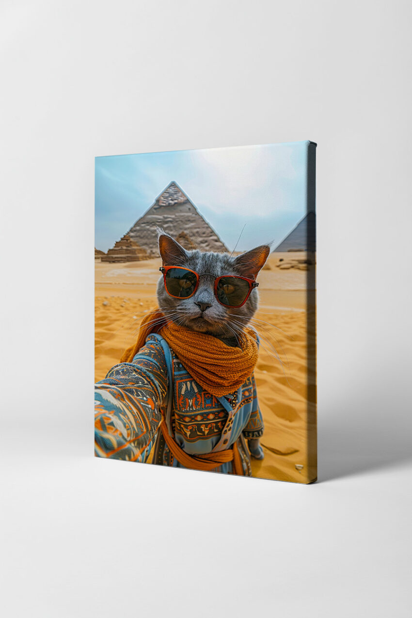 Fotografie Poster Katze Selfie Pyramiden orange Sonnenbrille