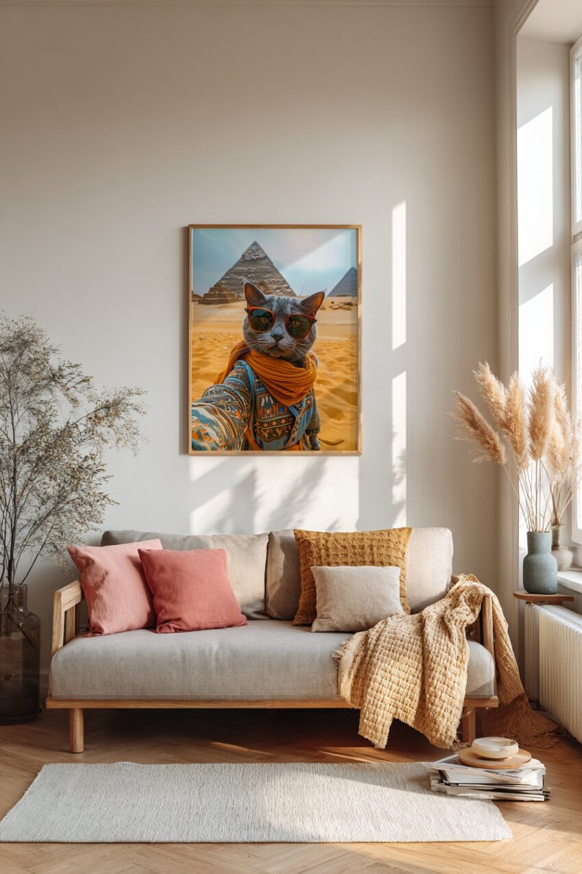 Fotografie Poster Katze Selfie Pyramiden orange Sonnenbrille