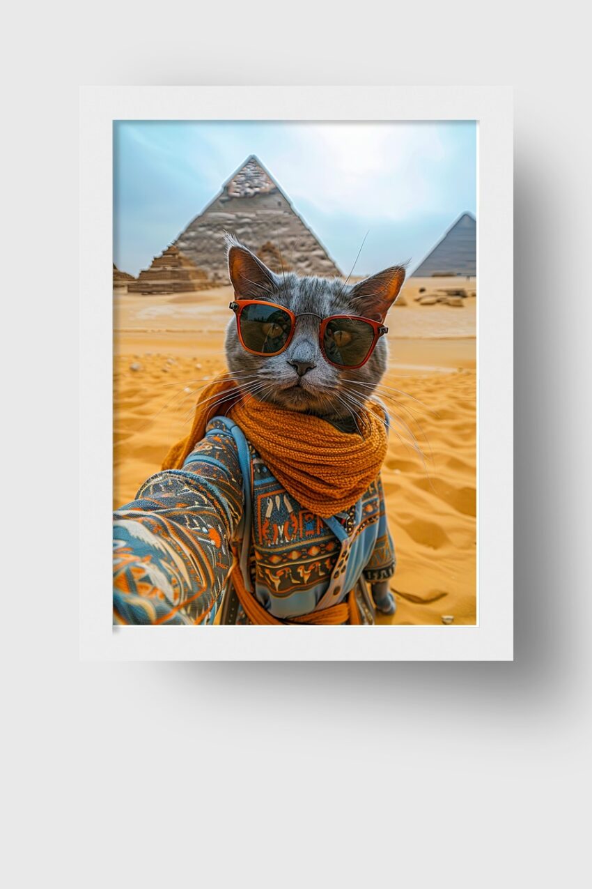 Fotografie Poster Katze Selfie Pyramiden orange Sonnenbrille