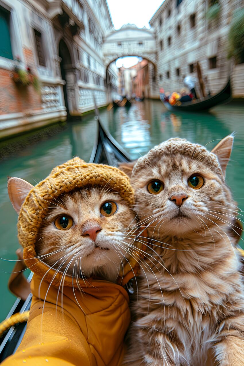 Fotografie Poster Katzen Gondel Venedig Kanal
