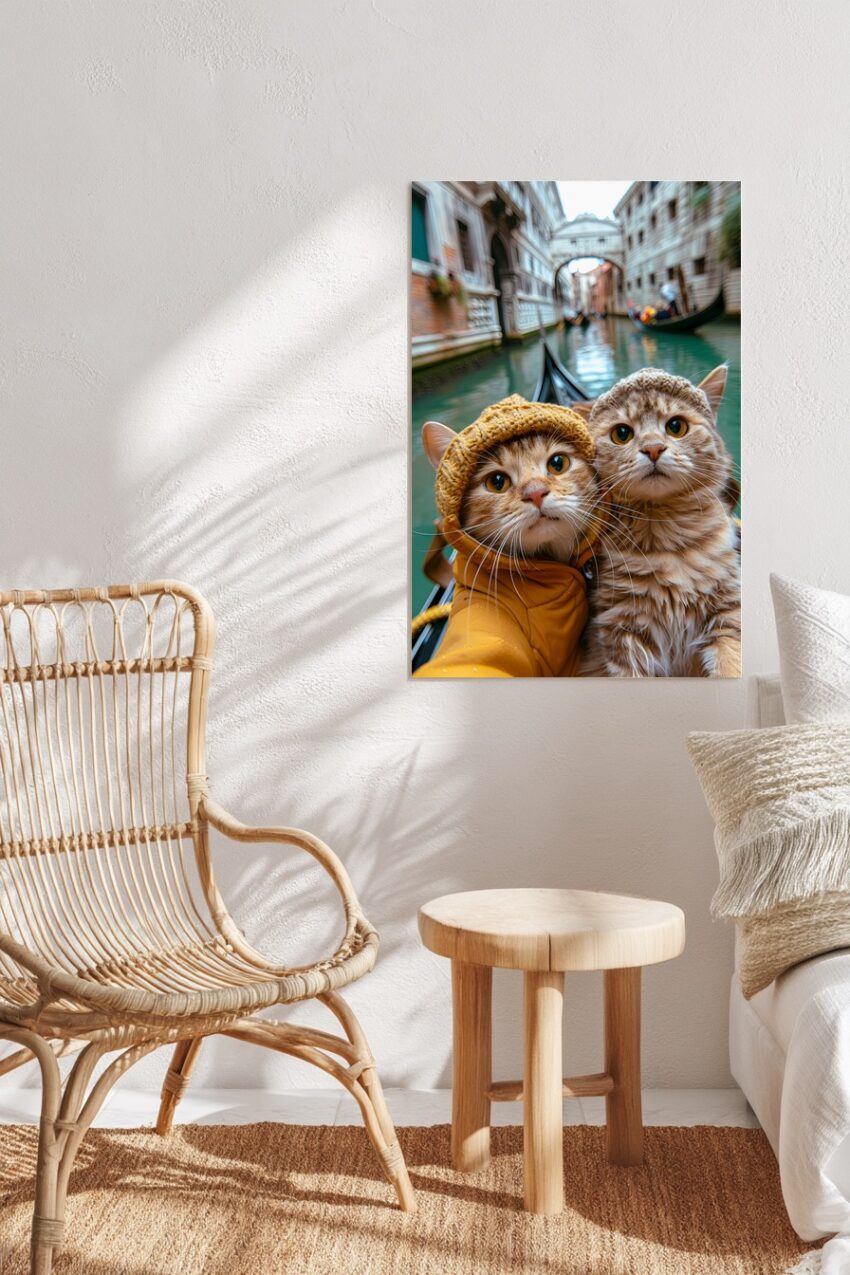 Fotografie Poster Katzen Gondel Venedig Kanal