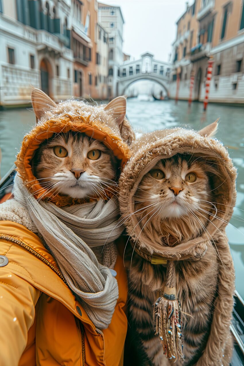 Fotografie Poster Katzen Kapuzen Venedig Winter