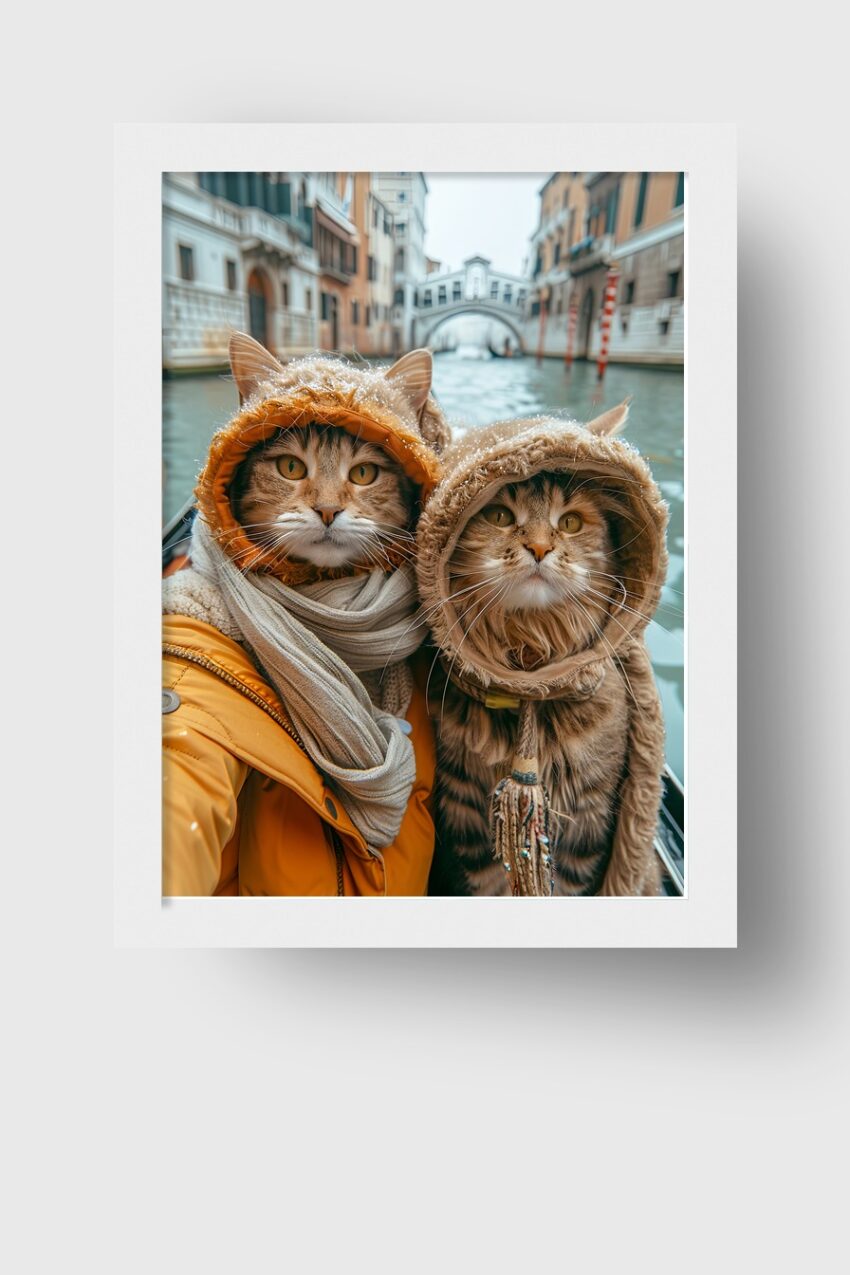 Fotografie Poster Katzen Kapuzen Venedig Winter