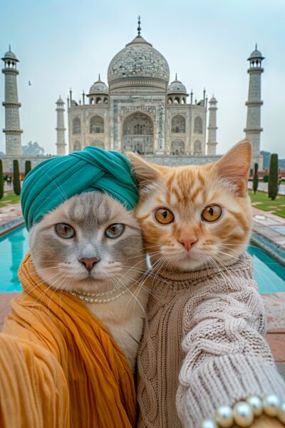 Katzen Taj Mahal Gerahmt