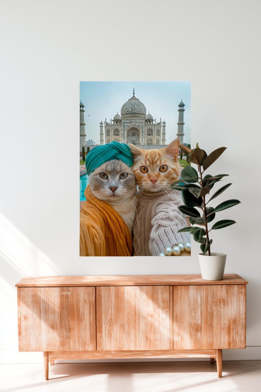 Fotografie Poster Katzen Taj Mahal Porträt Indien