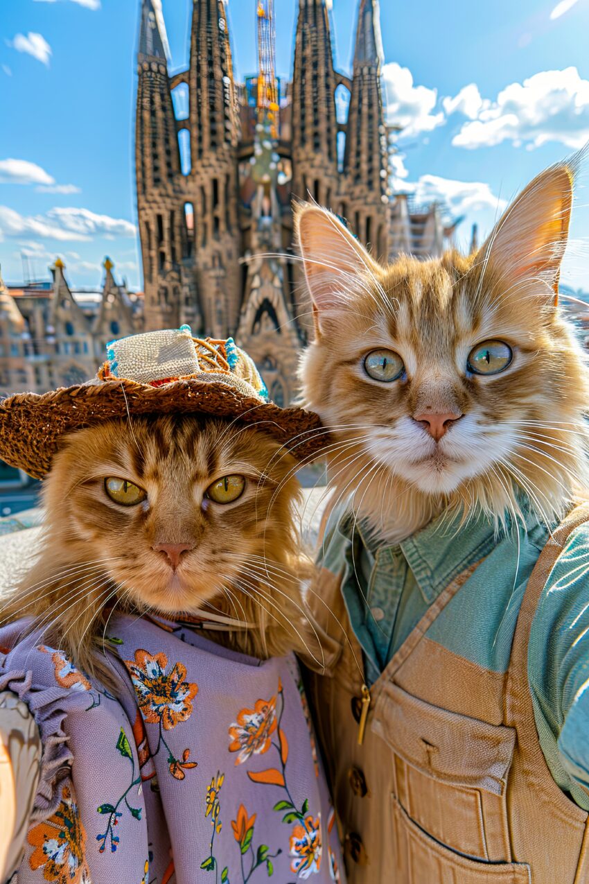 Fotografie Poster Katzen Selfie Kleidung Barcelona