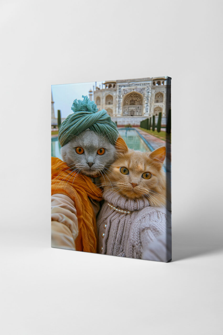 Fotografie Poster Katze Selfie Indien Taj Mahal