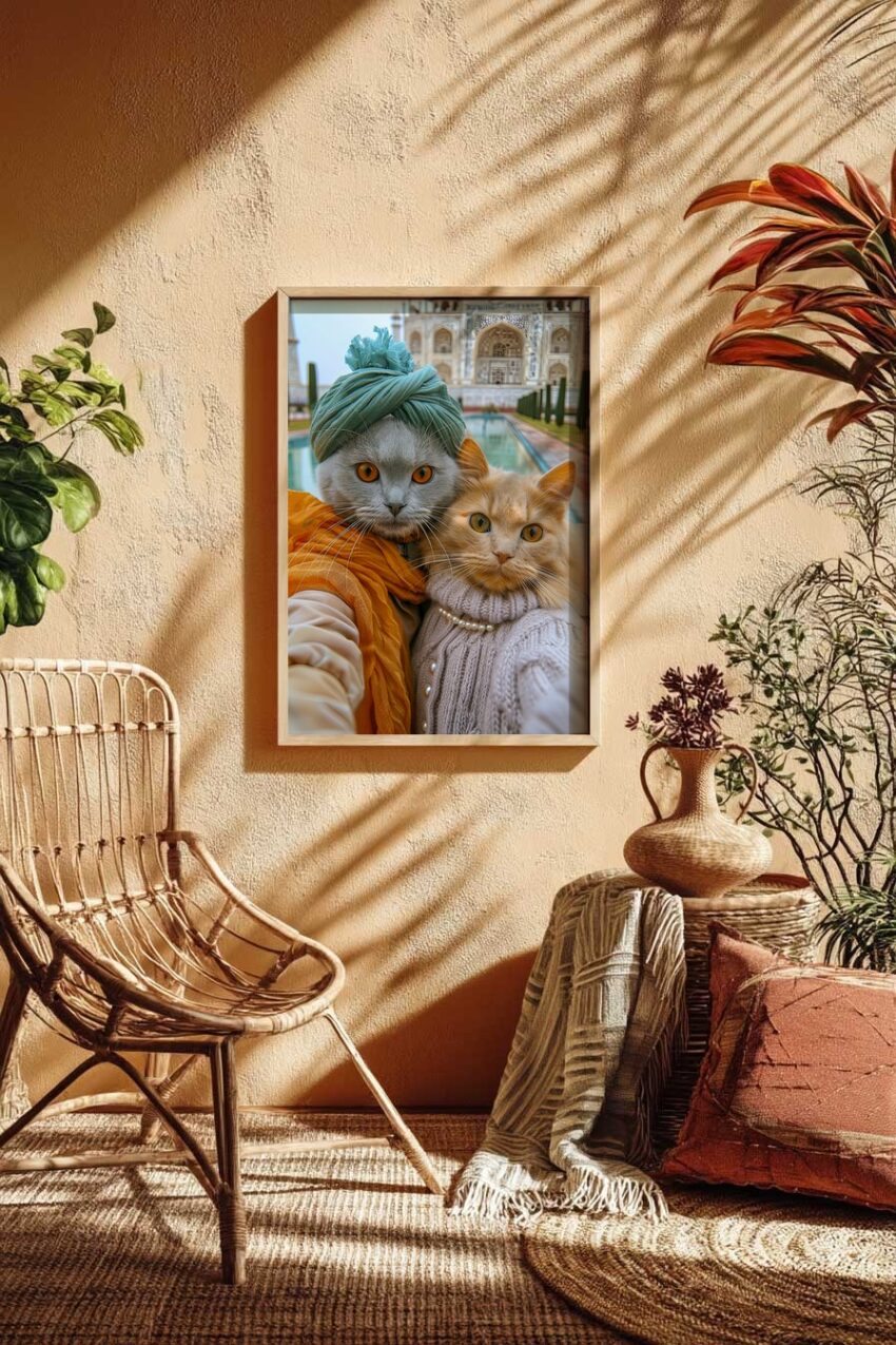 Fotografie Poster Katze Selfie Indien Taj Mahal