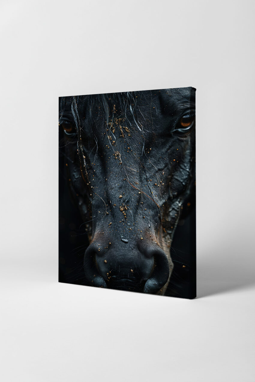 Fotografie Poster Pferd nah Dreck nass schwarz