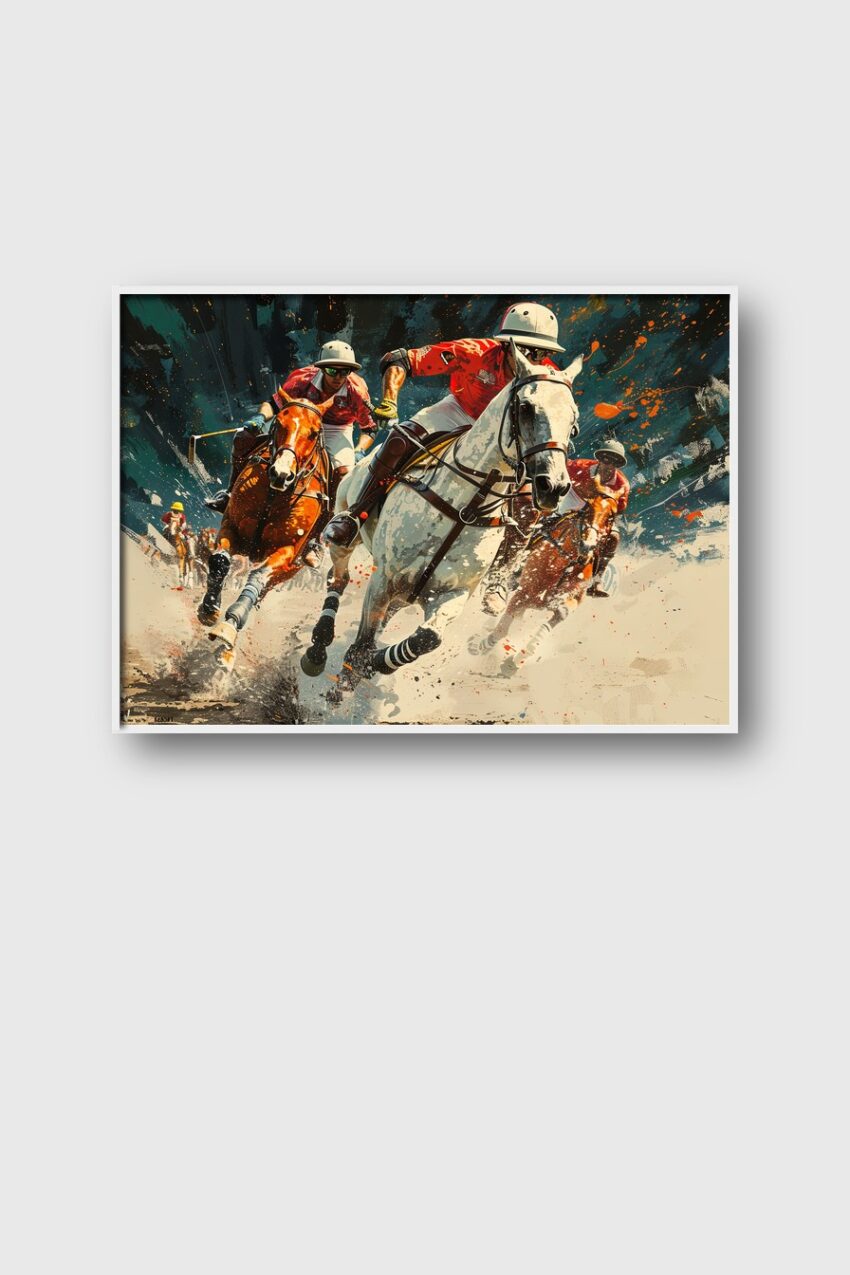 Digitale Kunst Poster Polo Pferde Dynamisch Kraftvoll