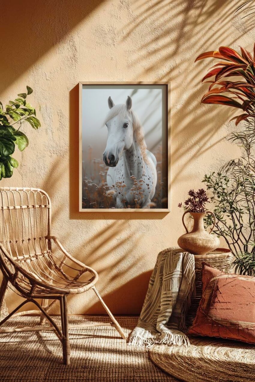 Fotografie Poster Pferd gescheckt herbstlich