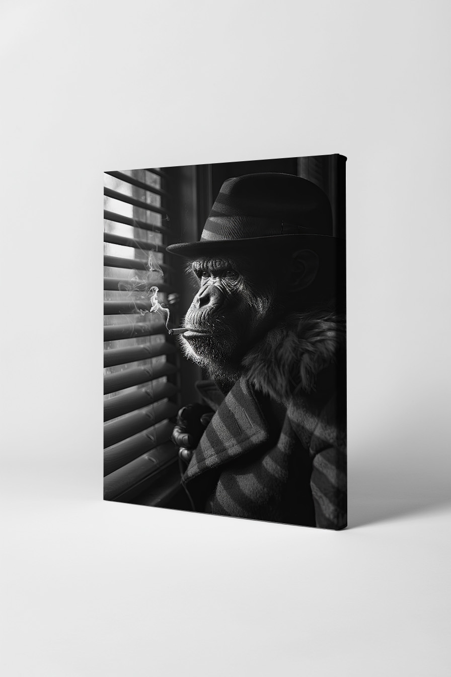 Fotografie Poster Schimpanse Zigarette schwarz-weiß