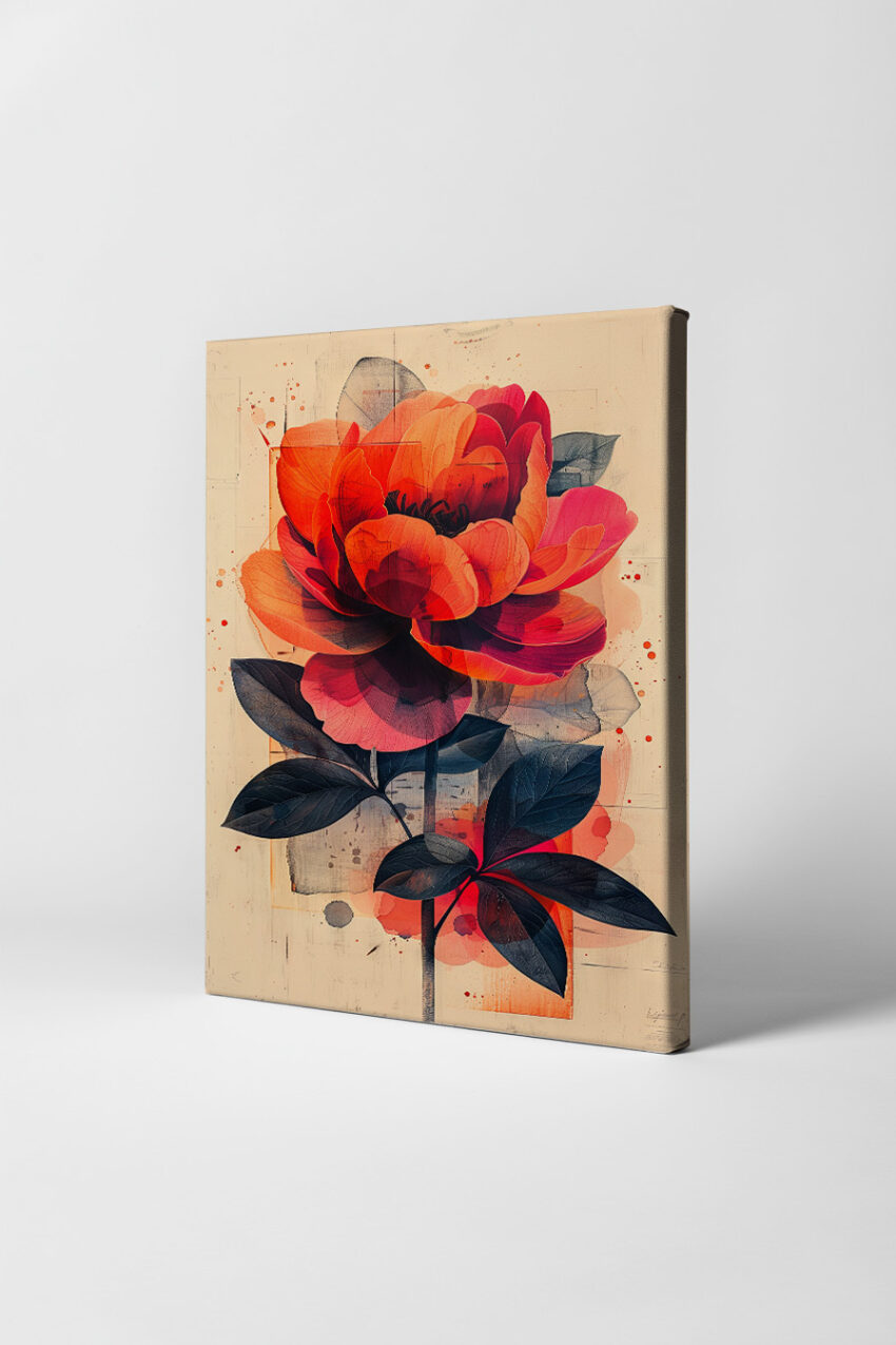 Illustration Poster Rose rot schwarz modern