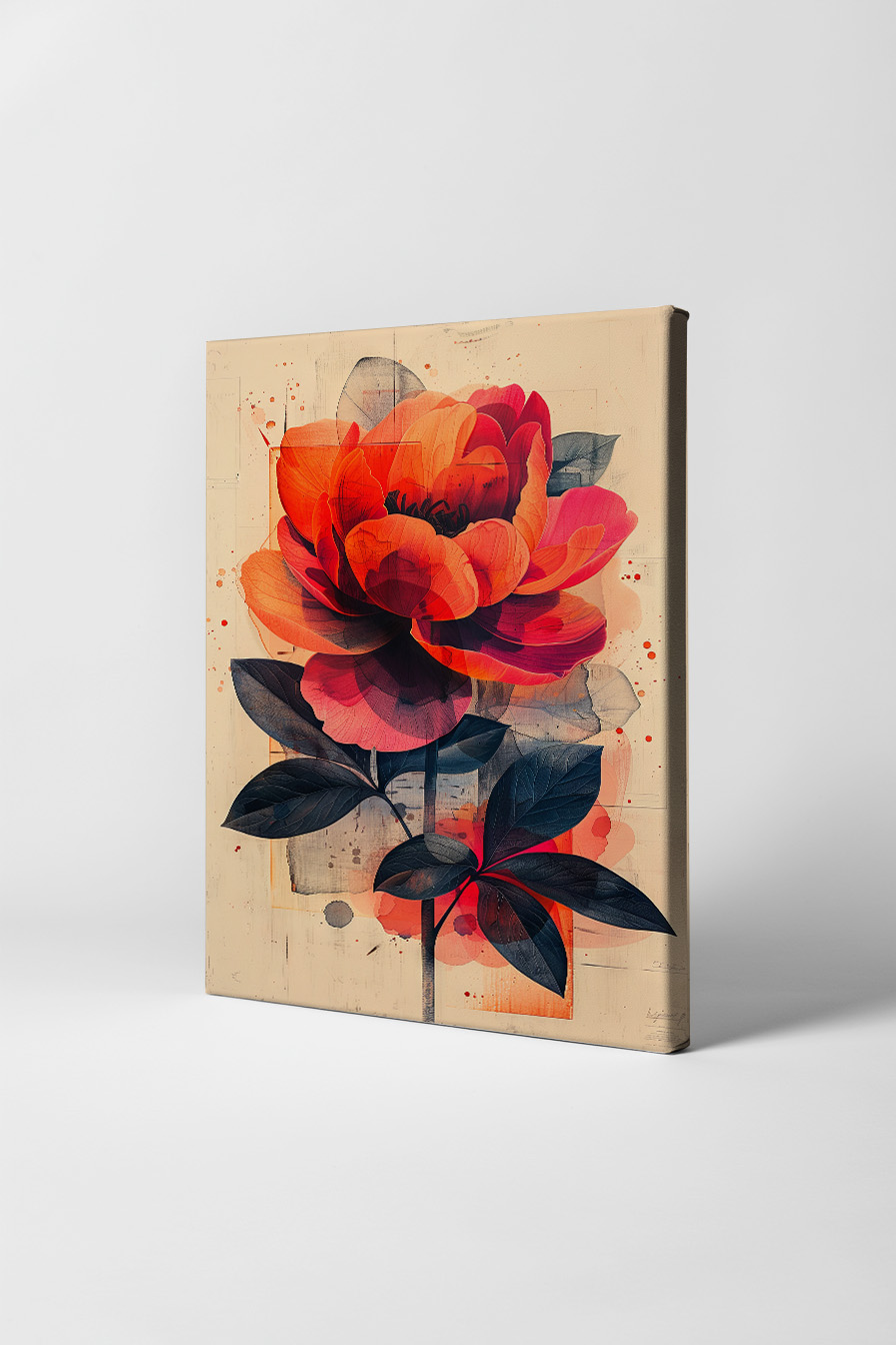 Illustration Poster Rose rot schwarz modern