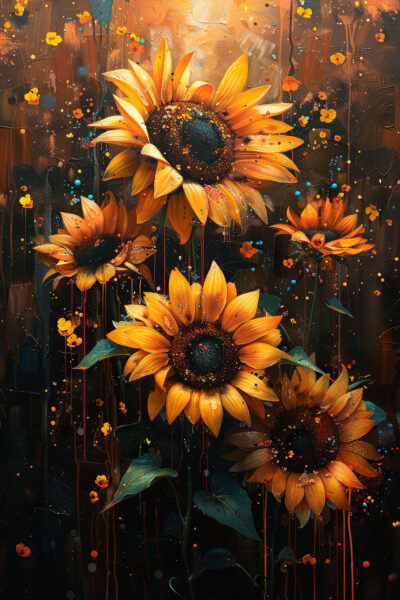 Sonnenblumen orange Leinwandbild