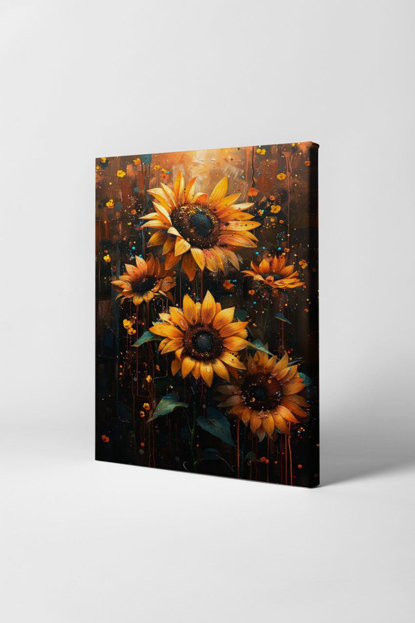 Grafik Poster Sonnenblumen orange leuchtend botanisch