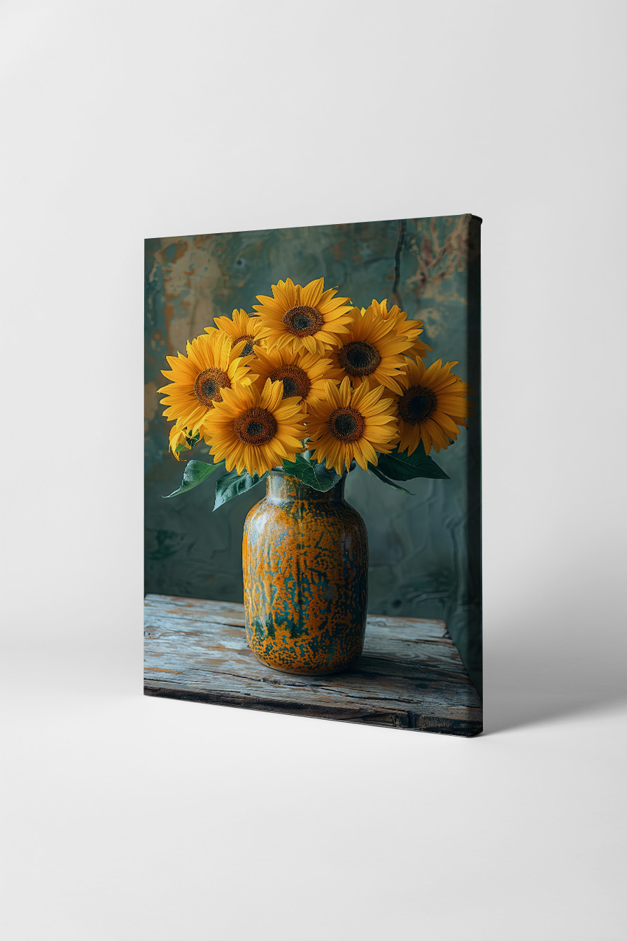 Fotografie Poster Sonnenblumen Strauß gelb rustikal