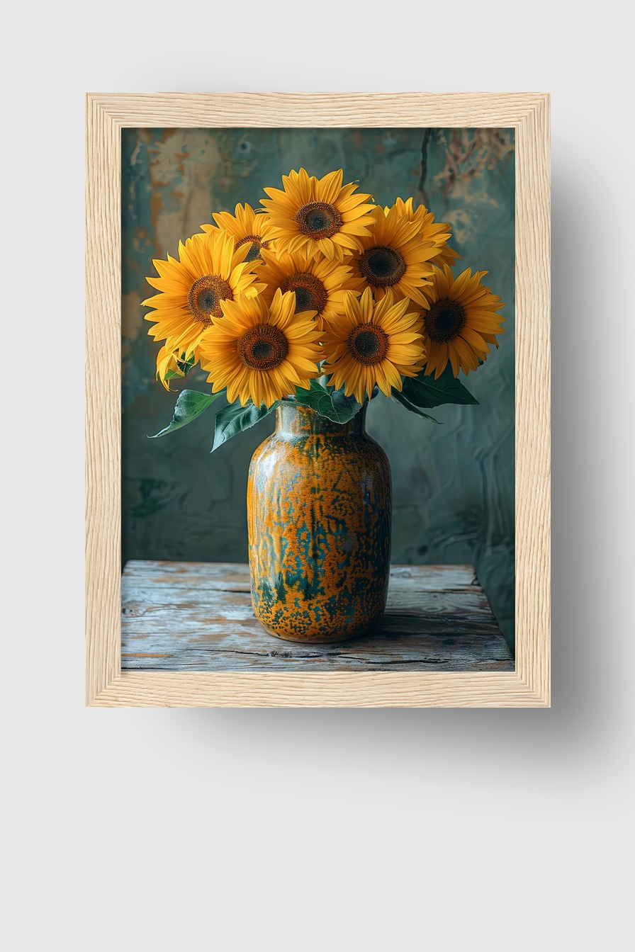 Fotografie Poster Sonnenblumen Strauß gelb rustikal