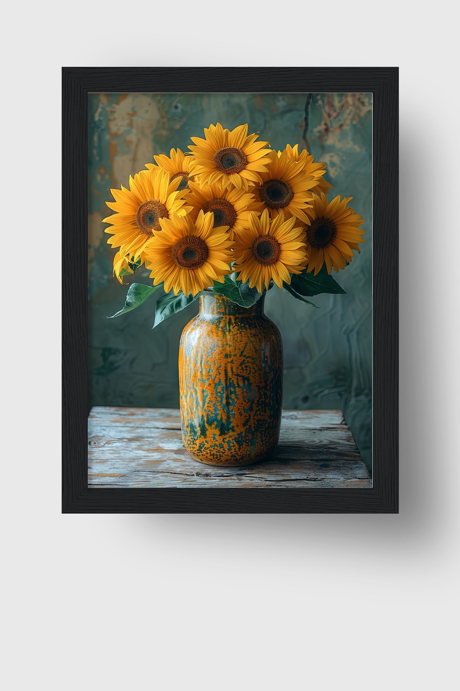 Fotografie Poster Sonnenblumen Strauß gelb rustikal