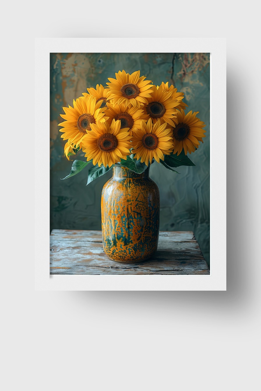 Fotografie Poster Sonnenblumen Strauß gelb rustikal